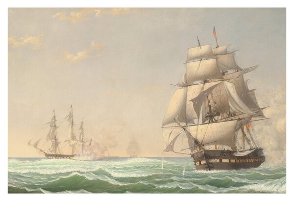 Slika - Fitz Henry Lane, The United States Frigate President Engaging the British Squadron, reprodukcije (90x60 cm)