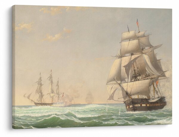 Slika - Fitz Henry Lane, The United States Frigate President Engaging the British Squadron, reprodukcije (70x50 cm)