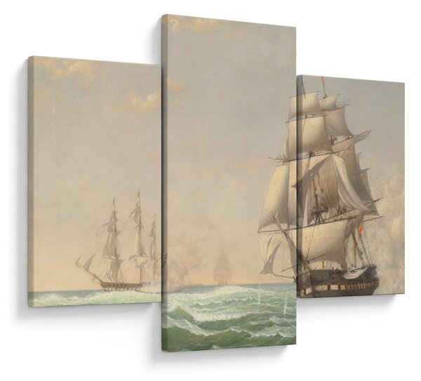 Slika - Fitz Henry Lane, The United States Frigate President Engaging the British Squadron, reprodukcije (90x60 cm)
