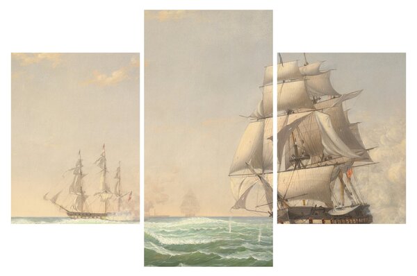 Slika - Fitz Henry Lane, The United States Frigate President Engaging the British Squadron, reprodukcije (90x60 cm)