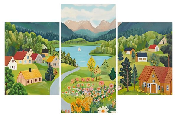 Slika - Selo u planinama (90x60 cm)