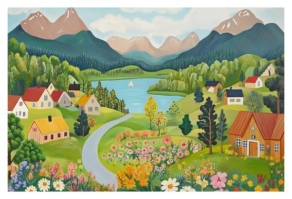 Slika - Selo u planinama (90x60 cm)