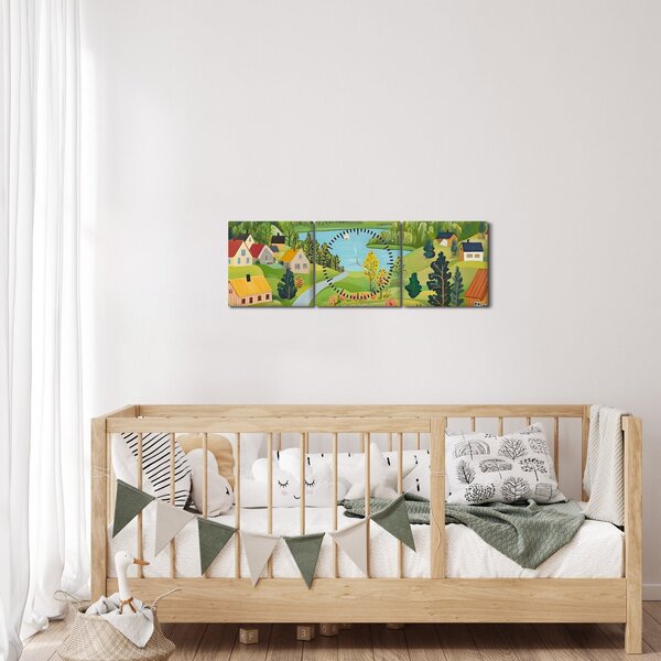 Slika - Selo u planinama (sa satom) (90x30 cm)