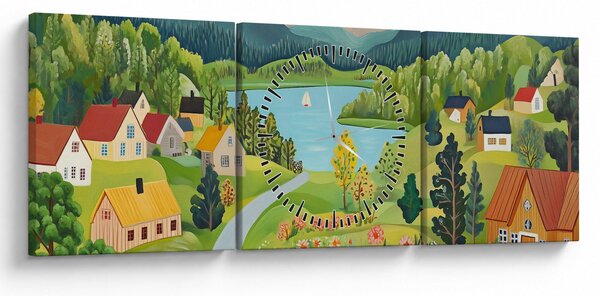 Slika - Selo u planinama (sa satom) (90x30 cm)
