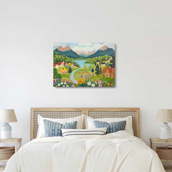 Staklena slika - Selo u planinama (70x50 cm)
