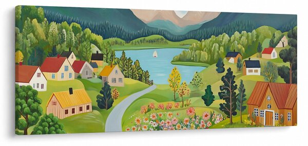 Slika - Selo u planinama (120x50 cm)