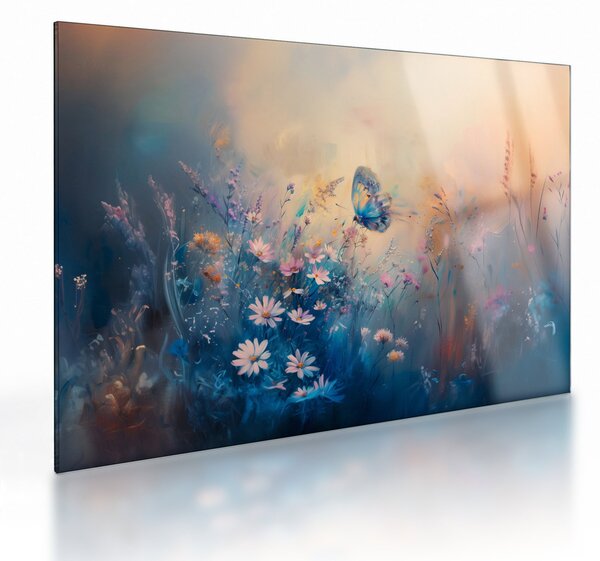 Staklena slika - Livada s leptirima (70x50 cm)