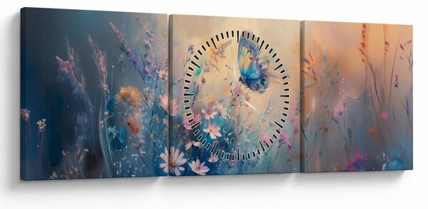 Slika - Livada s leptirima (sa satom) (90x30 cm)