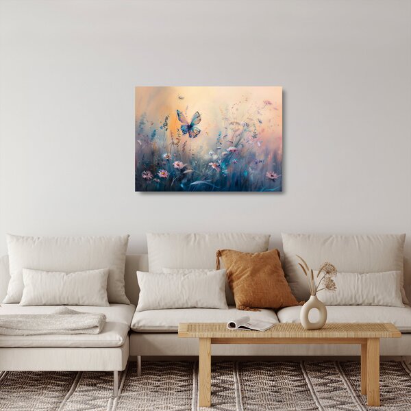 Staklena slika - Livada s leptirima II (70x50 cm)