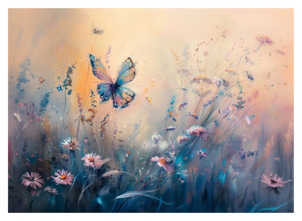 Staklena slika - Livada s leptirima II (70x50 cm)