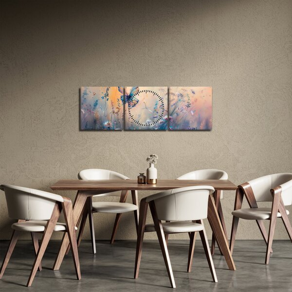 Slika - Livada s leptirima II (sa satom) (90x30 cm)