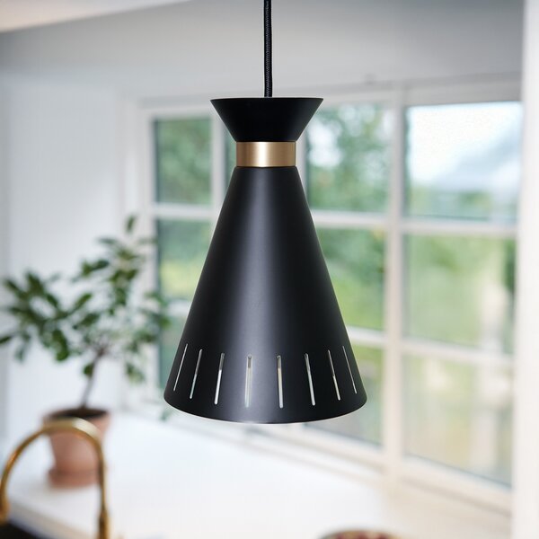 Viseće Svjetiljka Warm Nordic, Cone, prigušiv, Crno, Kuhinja, Metal, Vintage