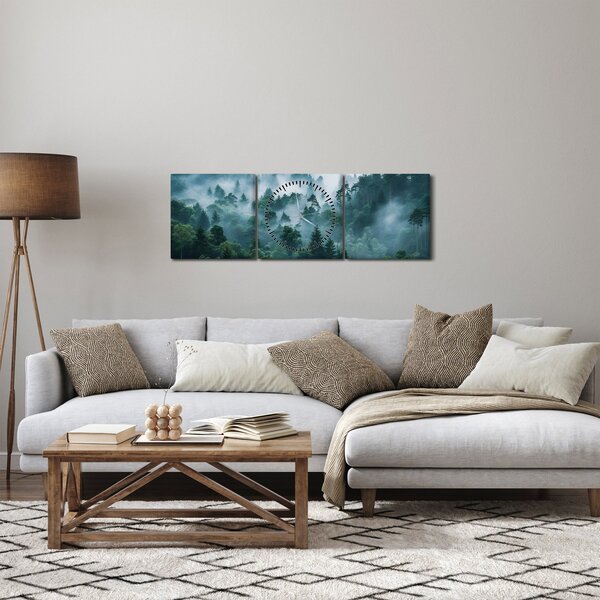 Slika - Šuma u magli (sa satom) (90x30 cm)