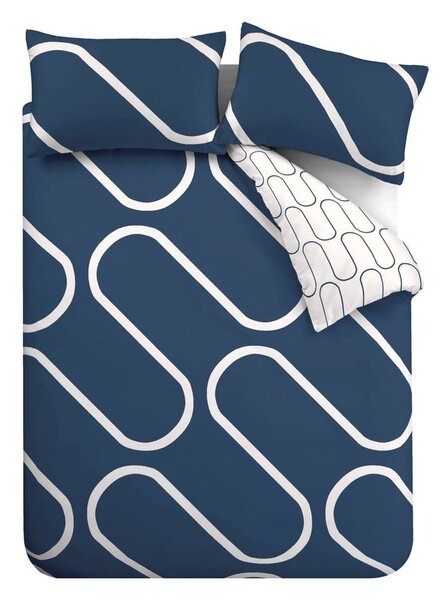 Bijelo-plava posteljina 200x200 cm Linear Curve - Catherine Lansfield