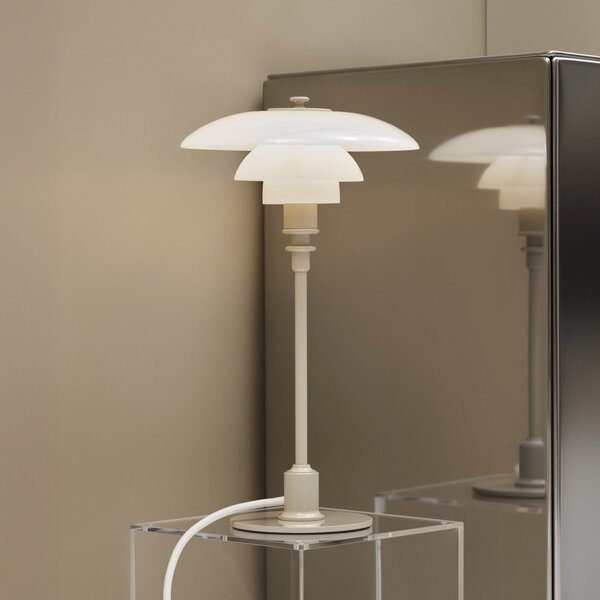 Louis Poulsen PH 2/1 stolna lampa, sjajna bež, Ø 20 cm, Bež, Dnevni boravak/blagovaonica, Staklo