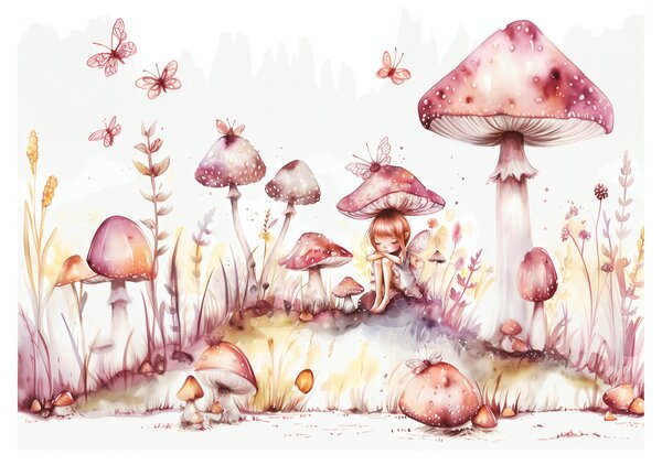 Staklena slika - Ružičasta vila (70x50 cm)