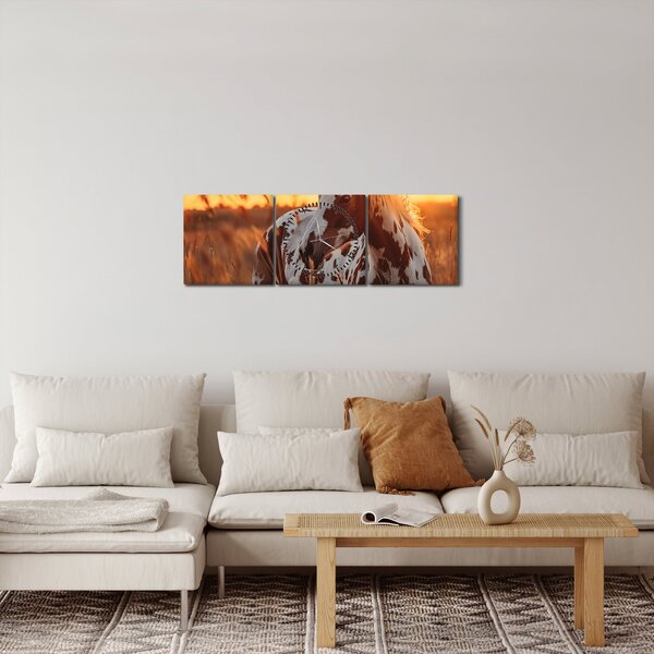 Slika - Konj pri zalasku sunca (sa satom) (90x30 cm)