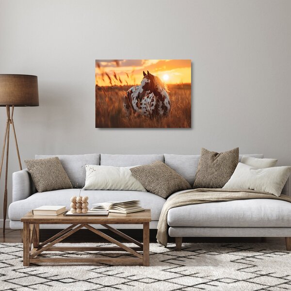 Staklena slika - Konj pri zalasku sunca (70x50 cm)