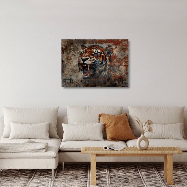 Staklena slika - Tigar od cigle (70x50 cm)