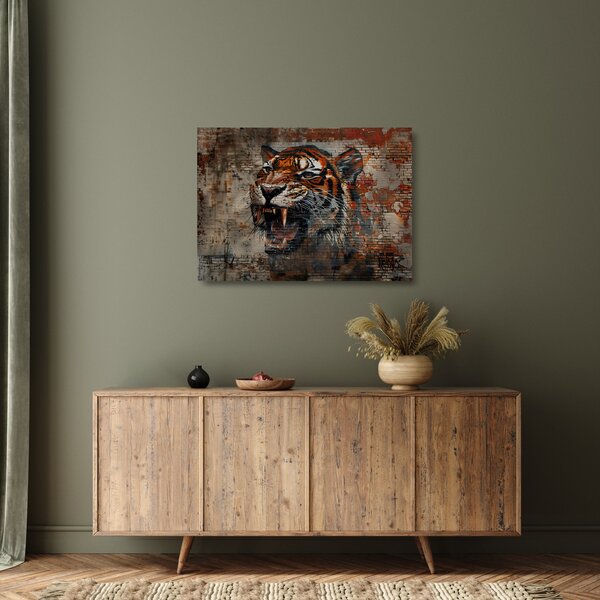 Staklena slika - Tigar od cigle (70x50 cm)