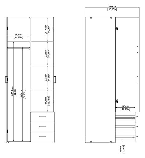 Bijeli ormar 78x200 cm Space – Tvilum
