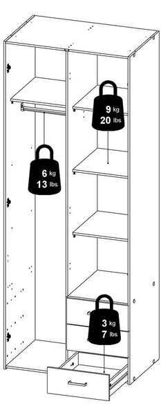Bijeli ormar 78x200 cm Space – Tvilum