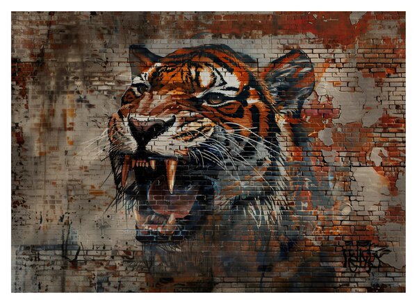 Staklena slika - Tigar od cigle (70x50 cm)