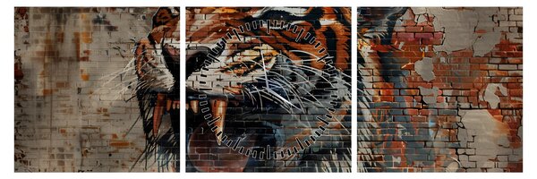 Slika - Tigar od cigle (sa satom) (90x30 cm)