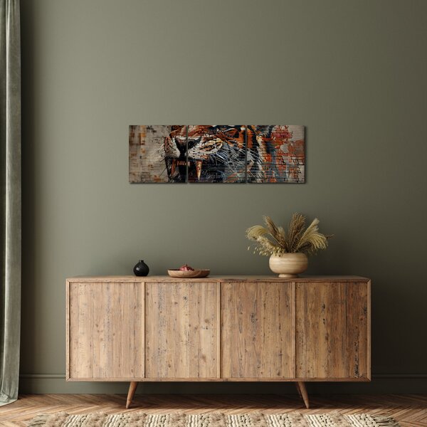 Slika - Tigar od cigle (sa satom) (90x30 cm)