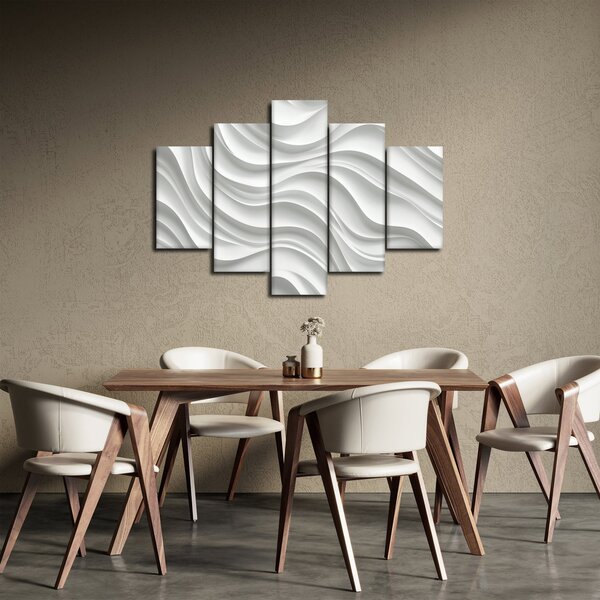 Slika - 3D bijeli valovi (150x105 cm)