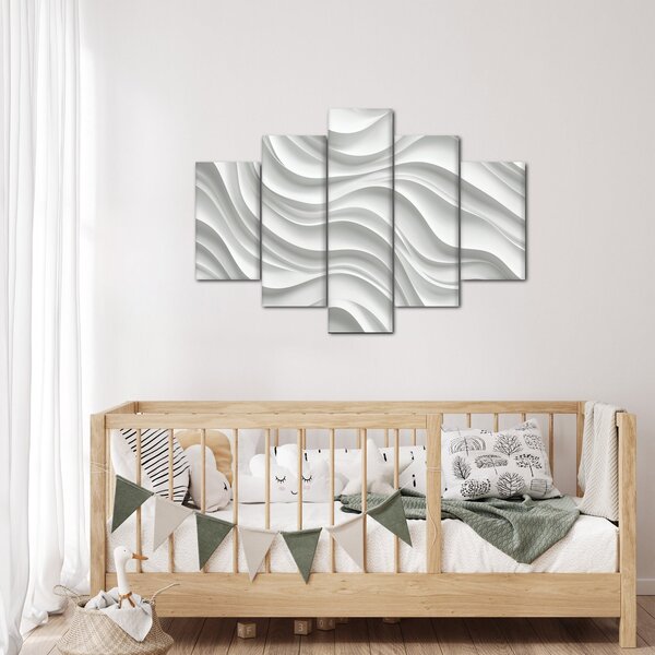 Slika - 3D bijeli valovi (150x105 cm)