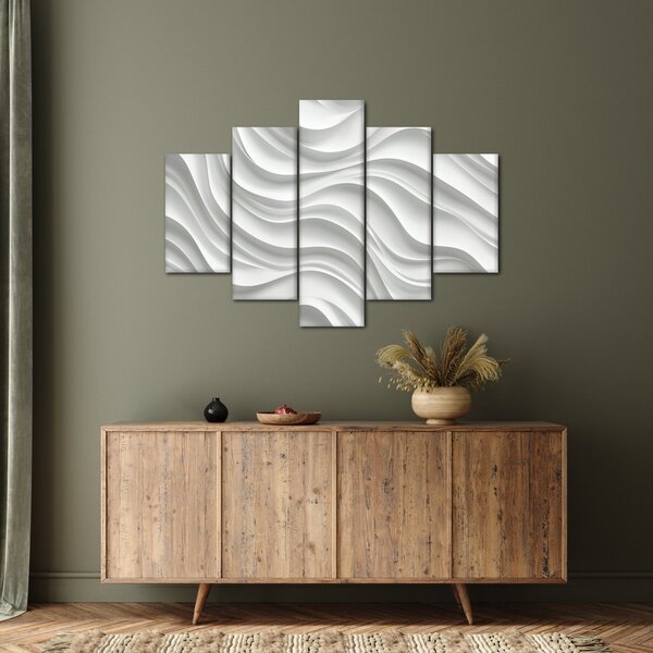 Slika - 3D bijeli valovi (150x105 cm)
