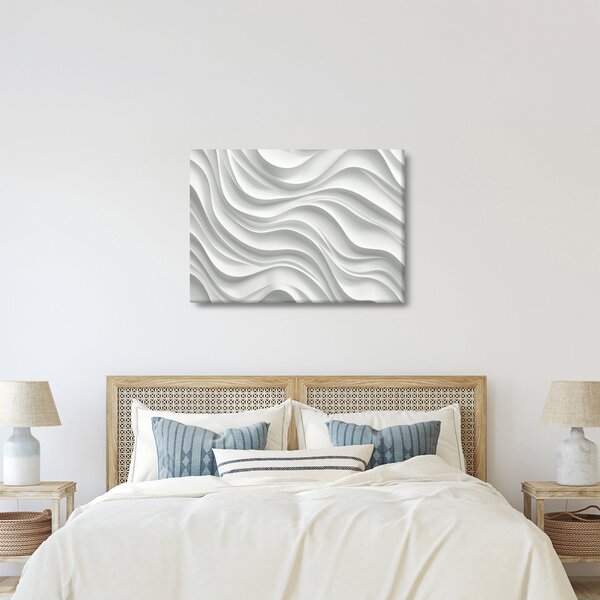 Slika - 3D bijeli valovi (70x50 cm)