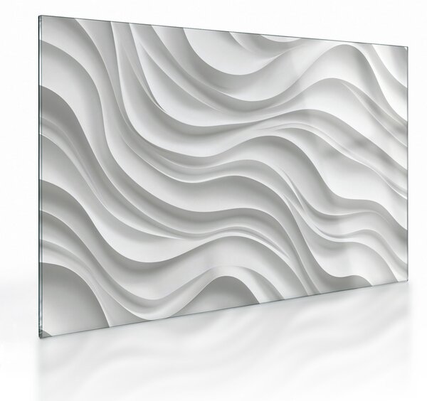 Staklena slika - 3D bijeli valovi (70x50 cm)