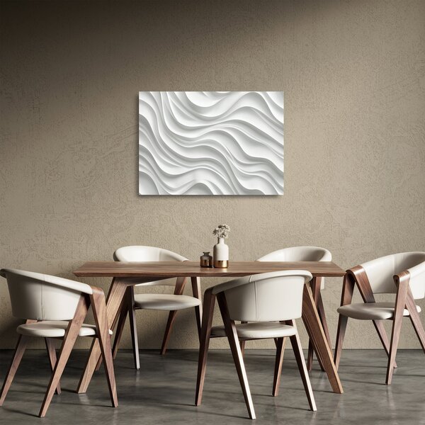 Staklena slika - 3D bijeli valovi (70x50 cm)