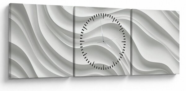 Slika - 3D bijeli valovi (sa satom) (90x30 cm)