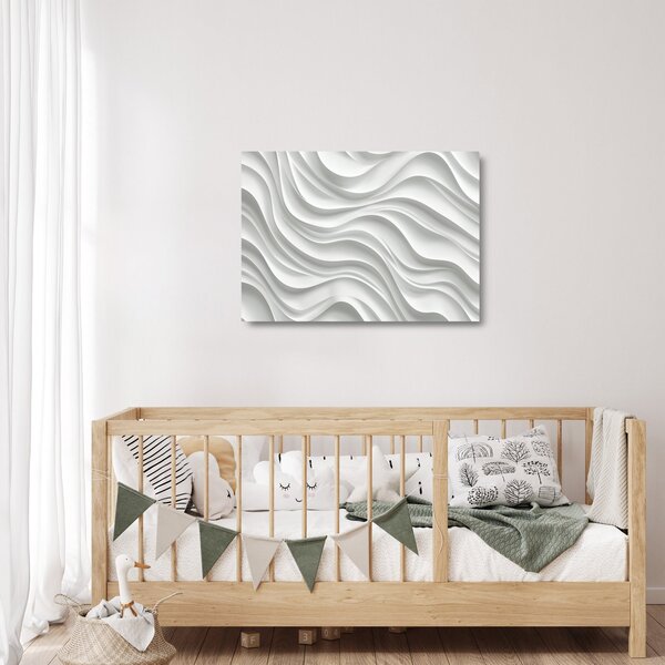 Staklena slika - 3D bijeli valovi (70x50 cm)