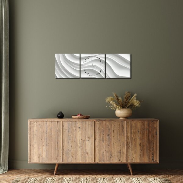 Slika - 3D bijeli valovi (sa satom) (90x30 cm)