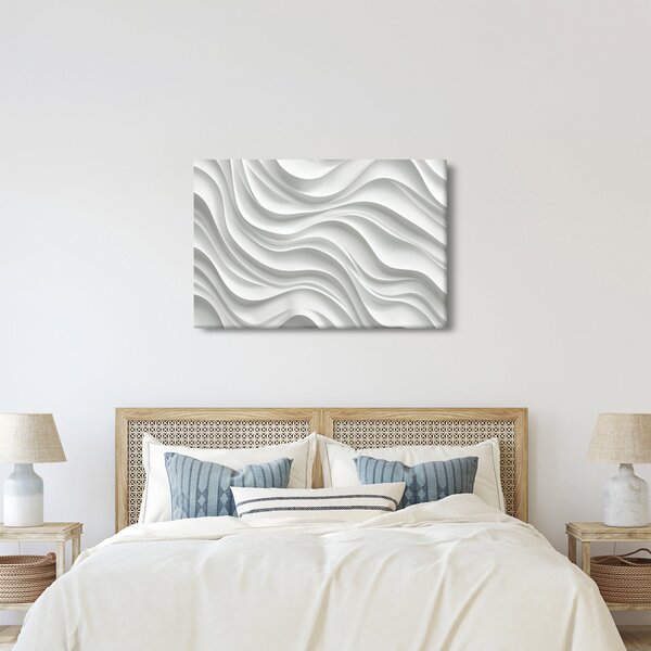 Slika - 3D bijeli valovi (90x60 cm)