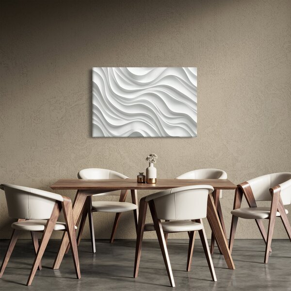 Slika - 3D bijeli valovi (90x60 cm)