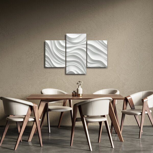 Slika - 3D bijeli valovi (90x60 cm)
