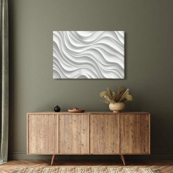 Slika - 3D bijeli valovi (90x60 cm)