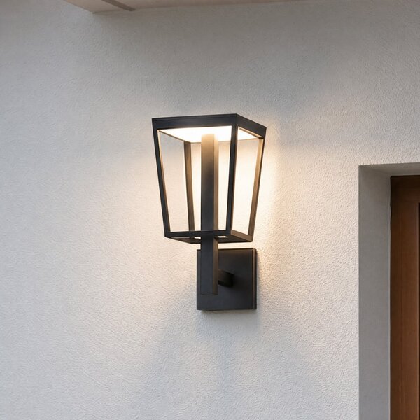 Lucande Lynx vanjska zidna LED svjetiljka, 35,5 cm, crna, IP44, Crno, Metal
