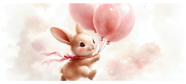 Slika - Zeko s balonima (120x50 cm)