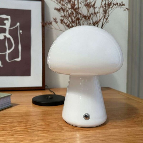 Stolne Lampa Dyberg Larsen, Morkel Mushroom, prigušiv, Bijela, Dnevna soba, Staklo, Skandinavski