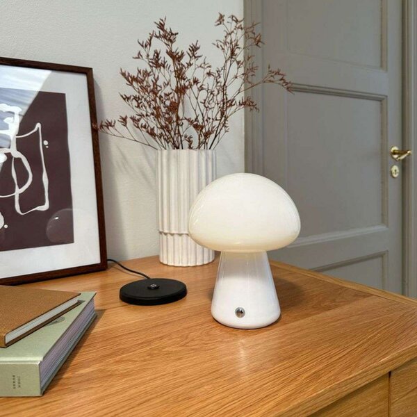 Stolne Lampa Dyberg Larsen, Morkel Mushroom, prigušiv, Bijela, Dnevna soba, Staklo, Skandinavski