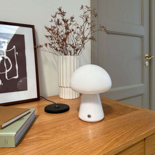 Stolne Lampa Dyberg Larsen, Morkel Mushroom, prigušiv, Bijela, Dnevna soba, Staklo, Skandinavski