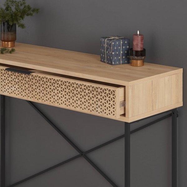 Pomoćni stol u dekoru hrasta u prirodnoj boji 35.5x110 cm Ecrin – Marckeric
