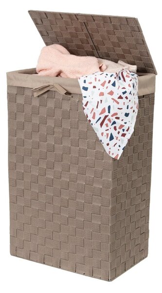 Smeđa košara za rublje s poklopcem Compactor Košara za rublje Linen, visina 60 cm