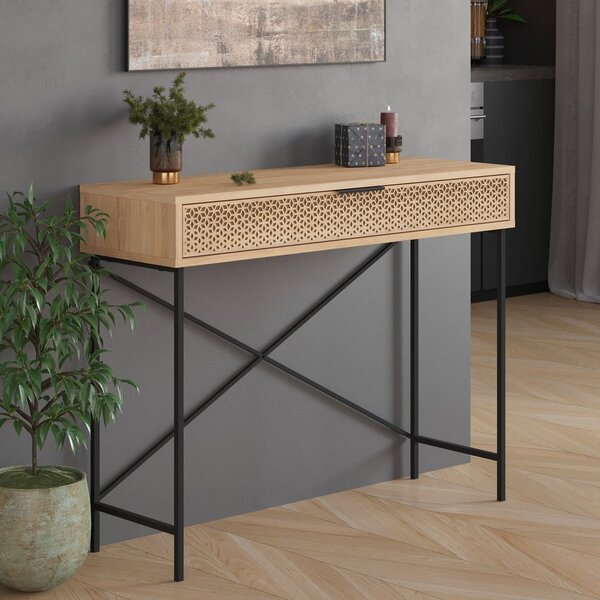 Pomoćni stol u dekoru hrasta u prirodnoj boji 35.5x110 cm Ecrin – Marckeric